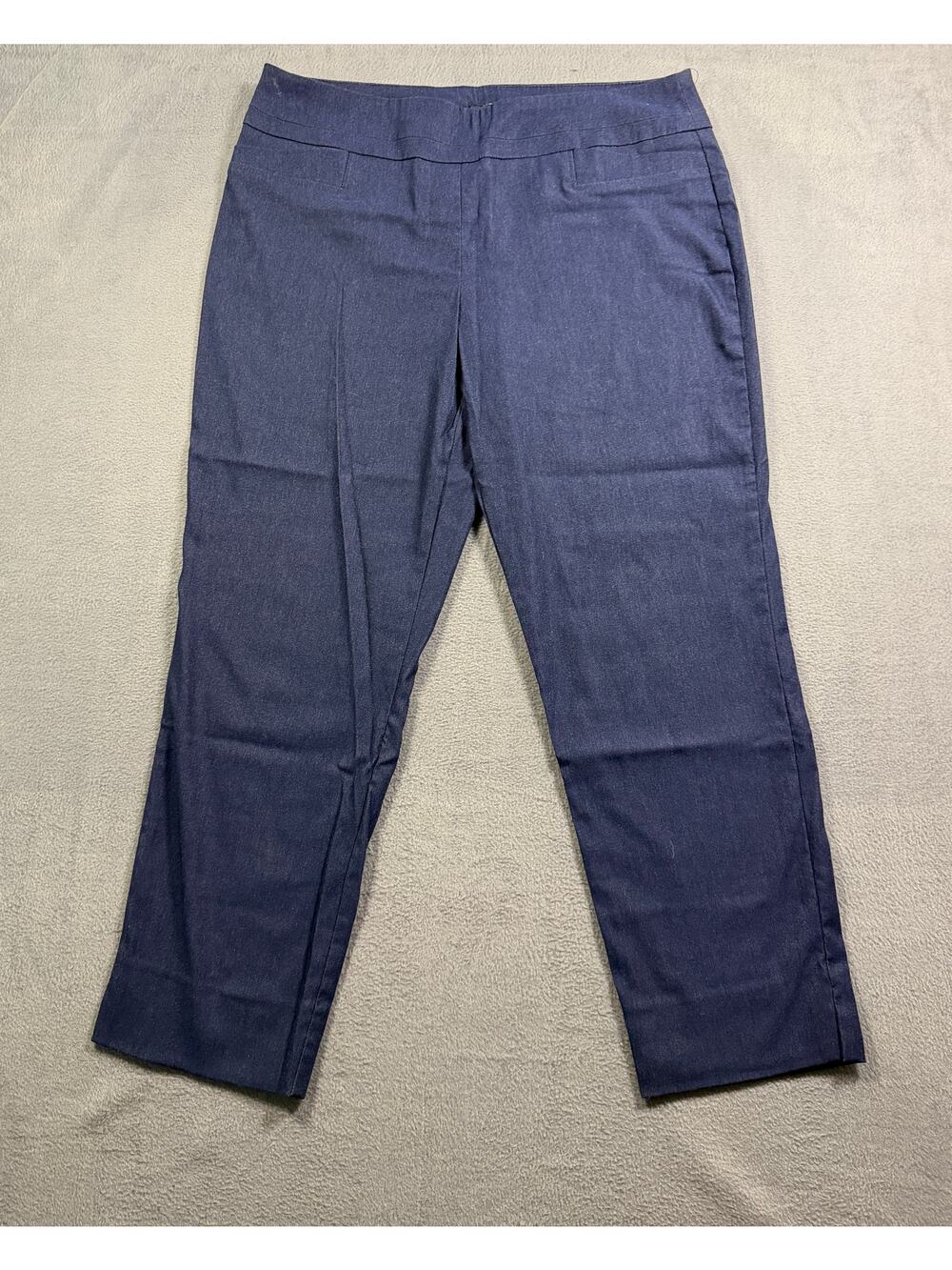 Renuar Heather Slate Blue Stretch Ankle Pants Women Size 12‎ Pull On Trousers